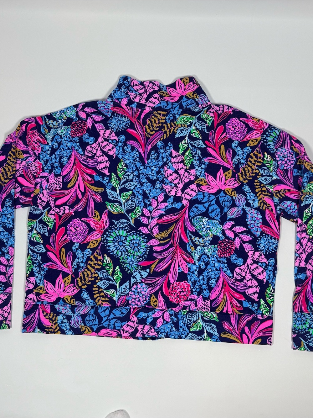 Lilly Pulitzer Wrenley Zip-Up Jacket Pockets Pink & Blue Navy Calypso Coast XL - Picture 3 of 10